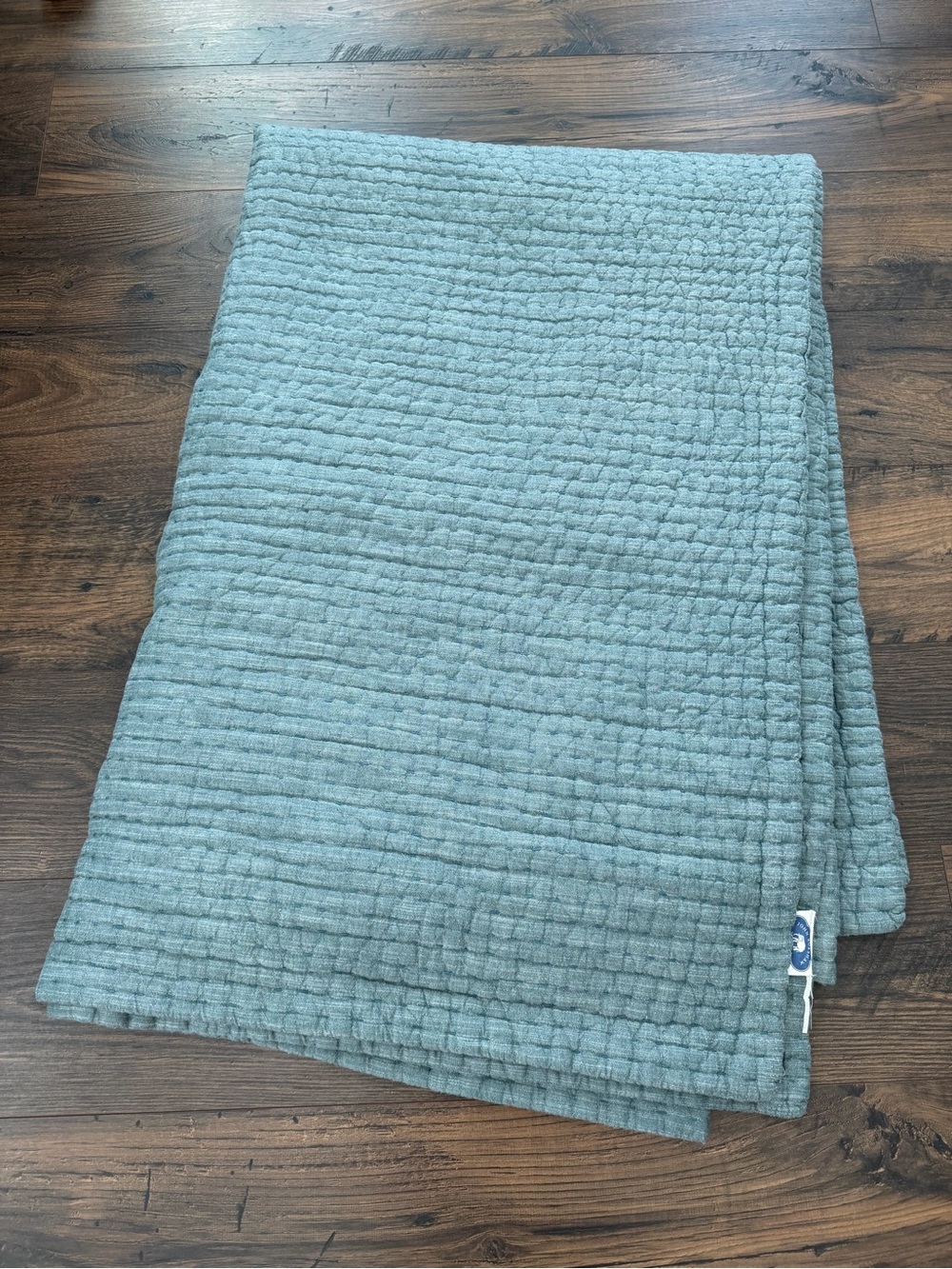 John Robshaw Woven Quilt Teal Blue Twin Size